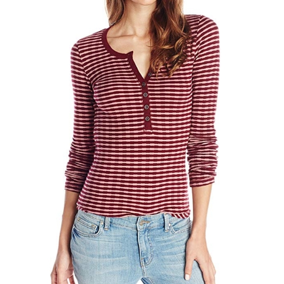 Lucky Brand Red & Mauve Long Sleeve Knit Top